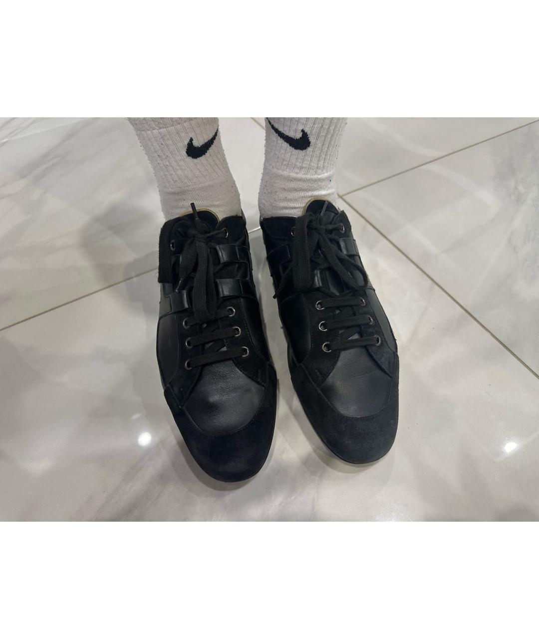 HERMES Черные кожаные низкие кроссовки / кеды, фото 3