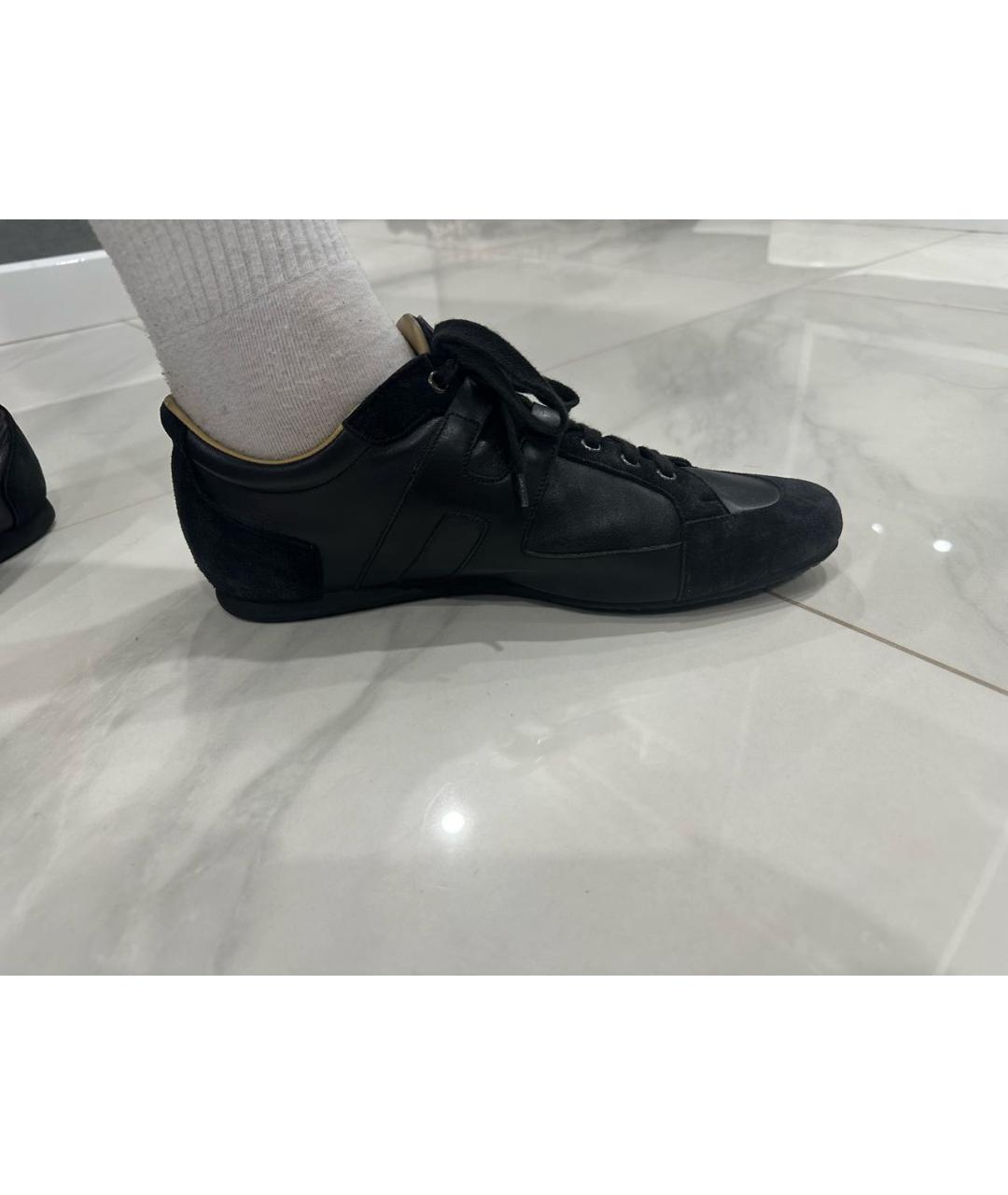 HERMES Черные кожаные низкие кроссовки / кеды, фото 2