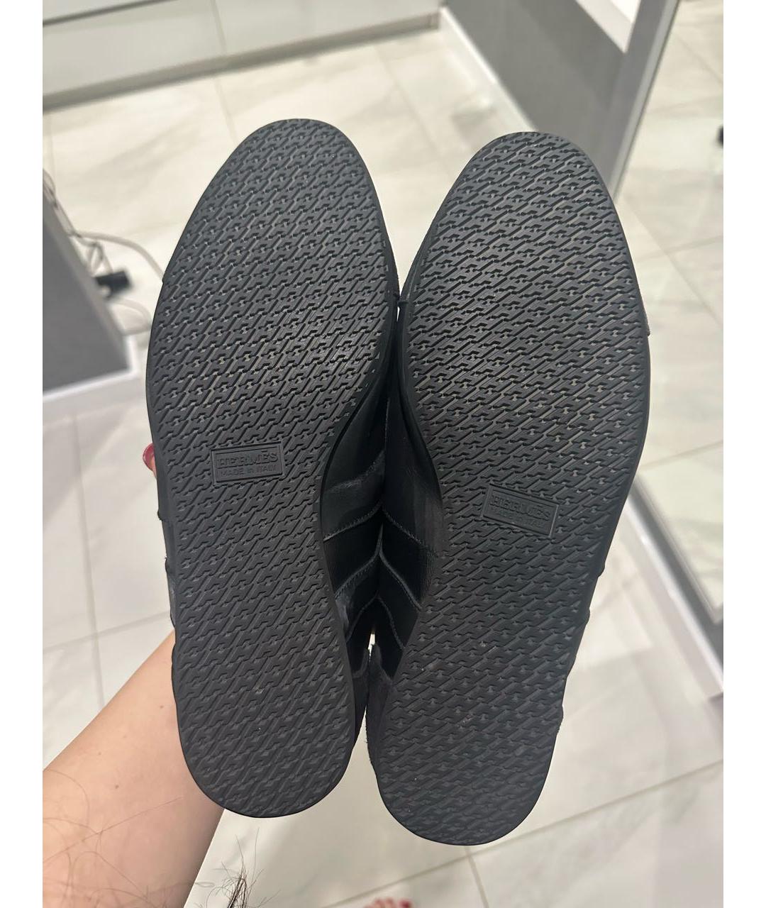 HERMES Черные кожаные низкие кроссовки / кеды, фото 4