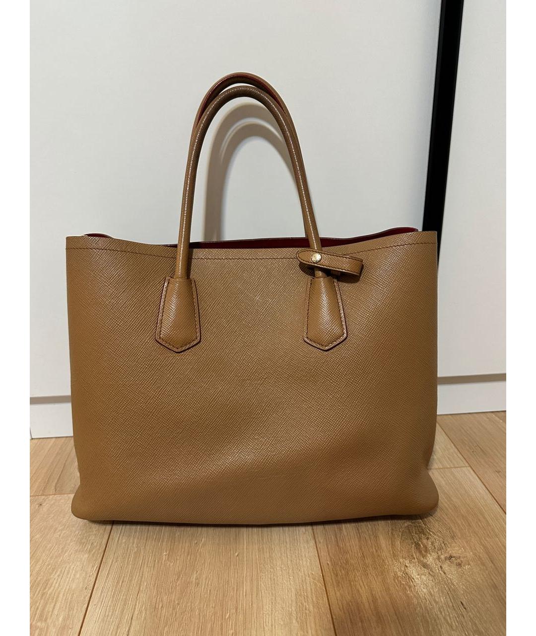 PRADA Коричневая кожаная сумка тоут, фото 4