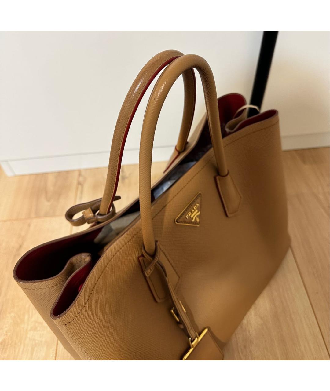 PRADA Коричневая кожаная сумка тоут, фото 7