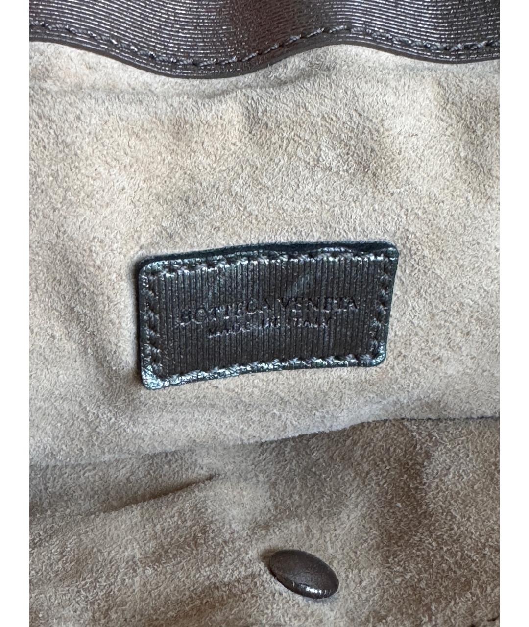 BOTTEGA VENETA Серебряная кожаная сумка с короткими ручками, фото 9