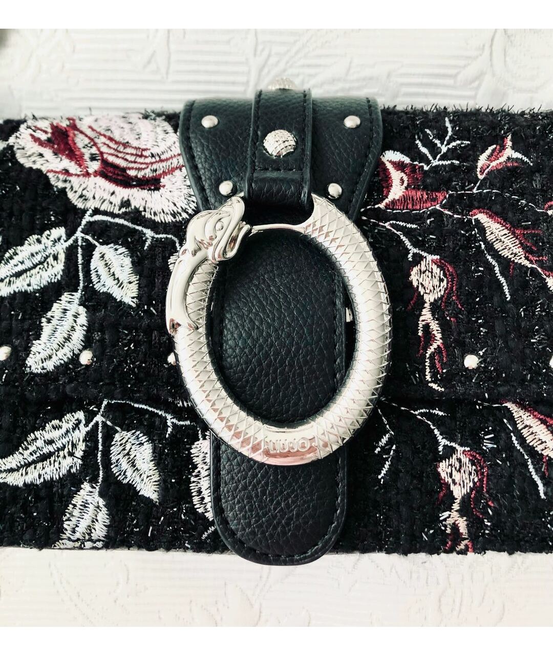 LIU JO Черная твидовая сумка тоут, фото 2