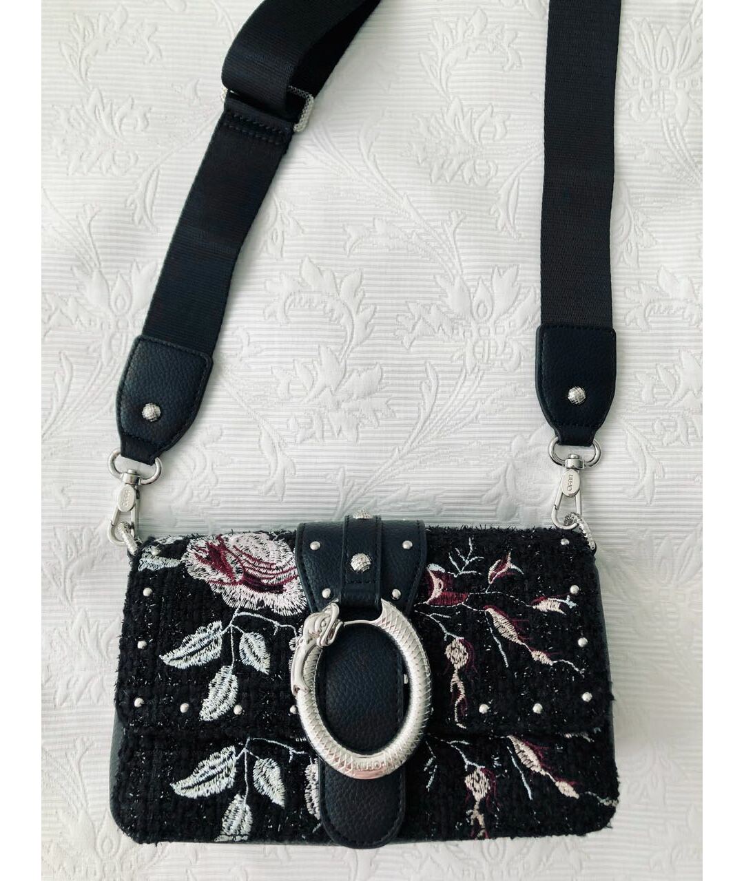 LIU JO Черная твидовая сумка тоут, фото 8
