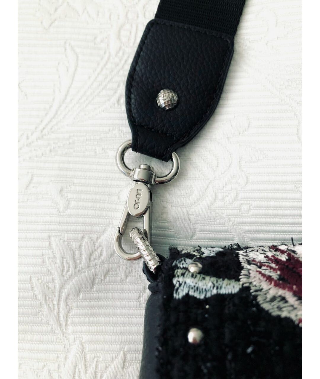 LIU JO Черная твидовая сумка тоут, фото 4