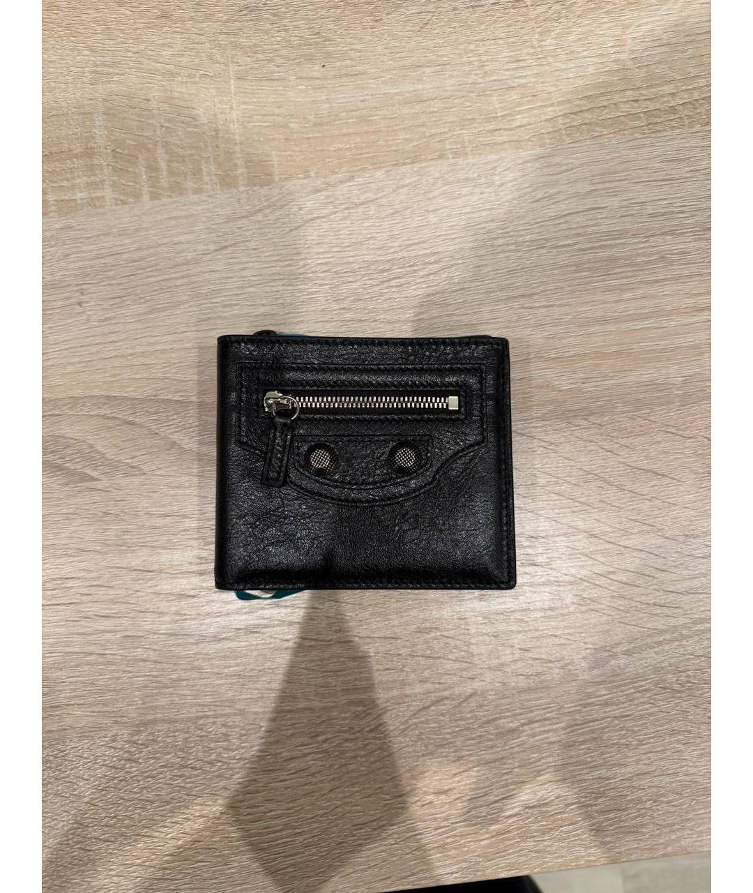 BALENCIAGA Черный кожаный кошелек, фото 5