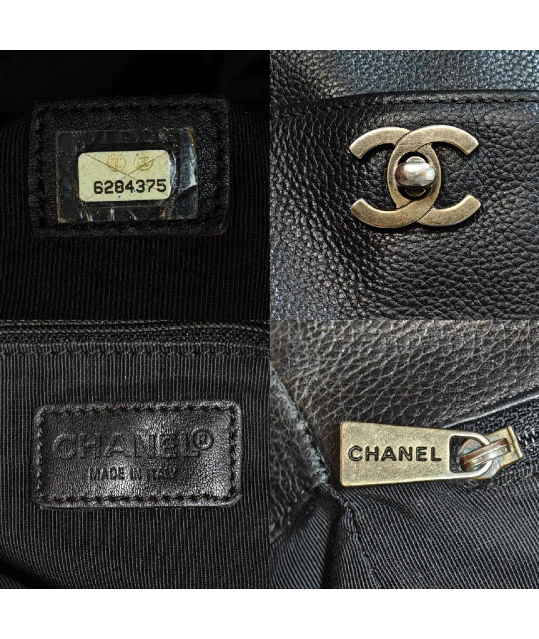 CHANEL Черная кожаная сумка с короткими ручками, фото 6
