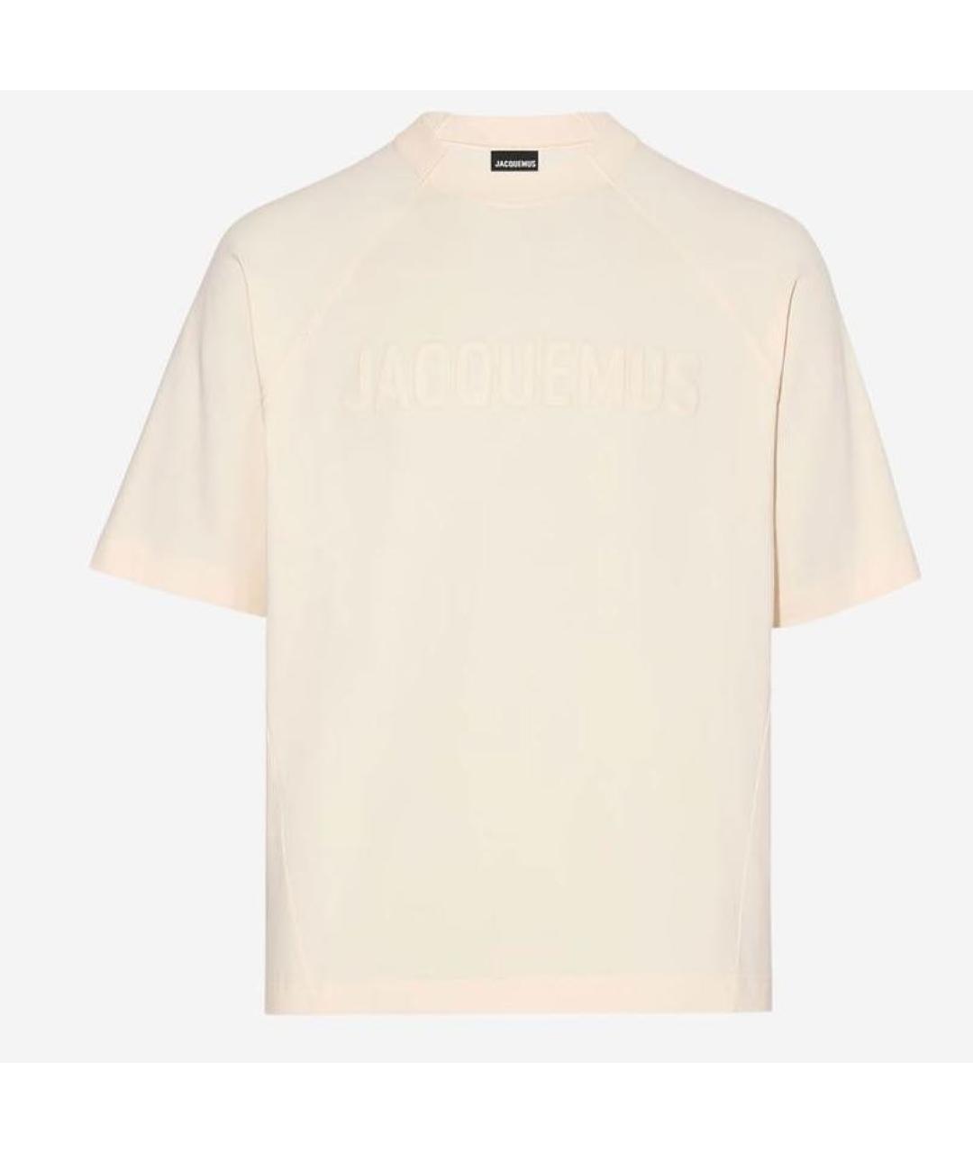 JACQUEMUS Бежевая хлопковая футболка, фото 5