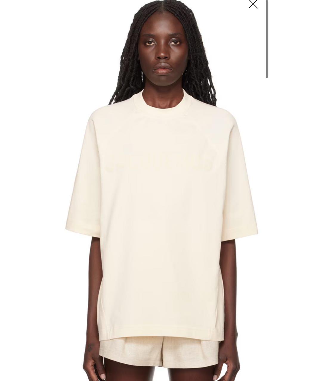 JACQUEMUS Бежевая хлопковая футболка, фото 2