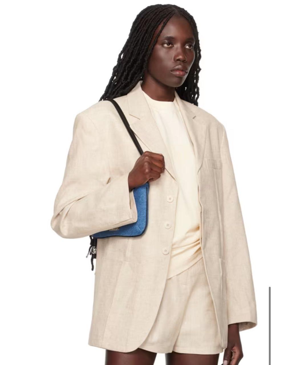 JACQUEMUS Бежевая хлопковая футболка, фото 4