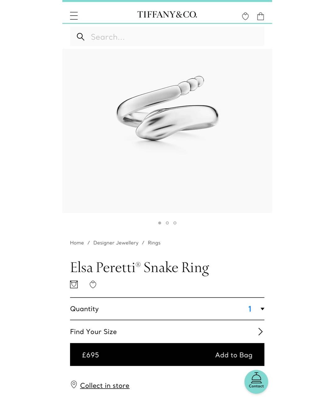 TIFFANY&CO Серебряное серебряное кольцо, фото 2