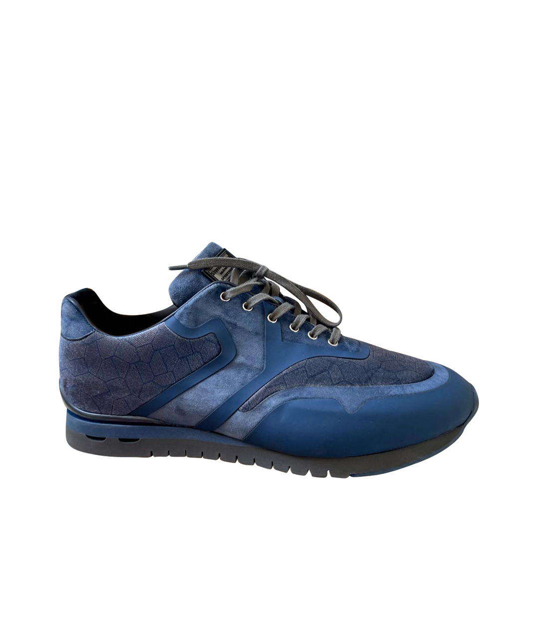 STEFANO RICCI Темно-синие бархатные низкие кроссовки / кеды, фото 1
