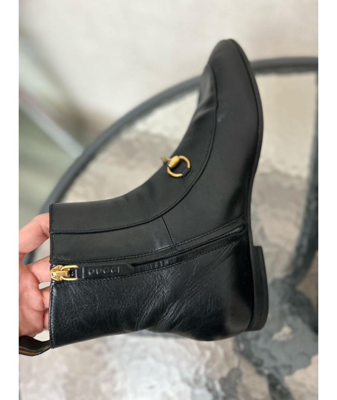 GUCCI Черные кожаные полусапоги, фото 8