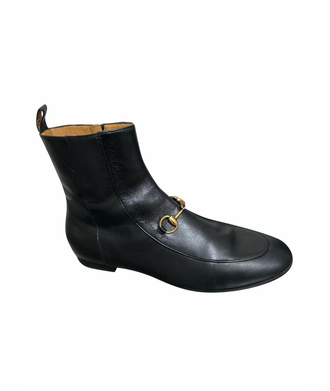 GUCCI Черные кожаные полусапоги, фото 1