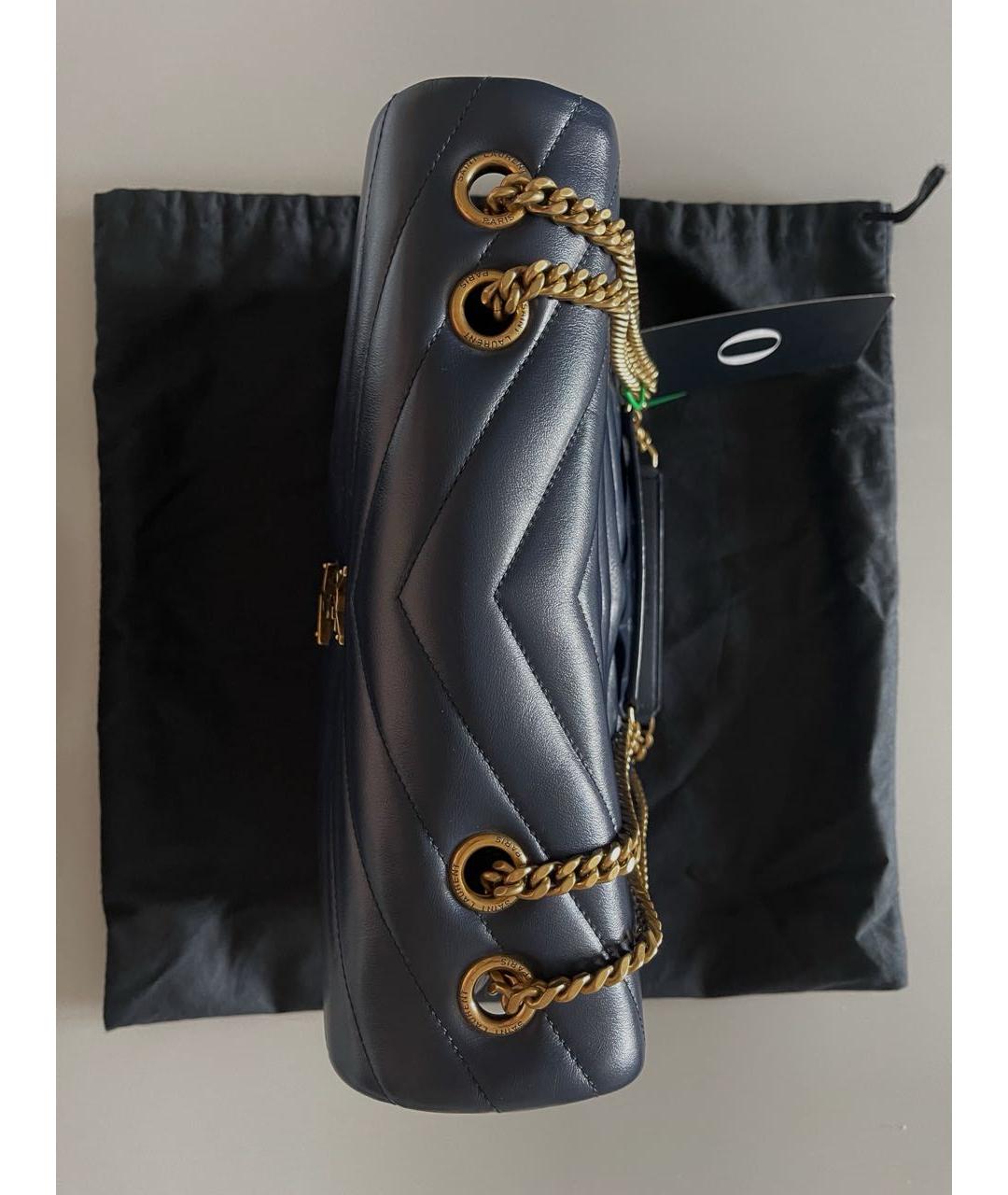 SAINT LAURENT Темно-синяя кожаная сумка через плечо, фото 5