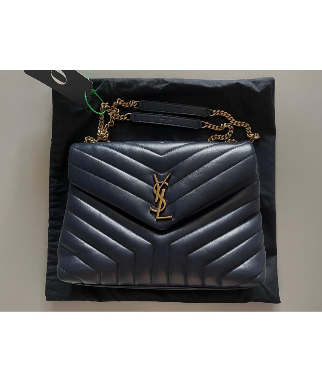 SAINT LAURENT Темно-синяя кожаная сумка через плечо, фото 2