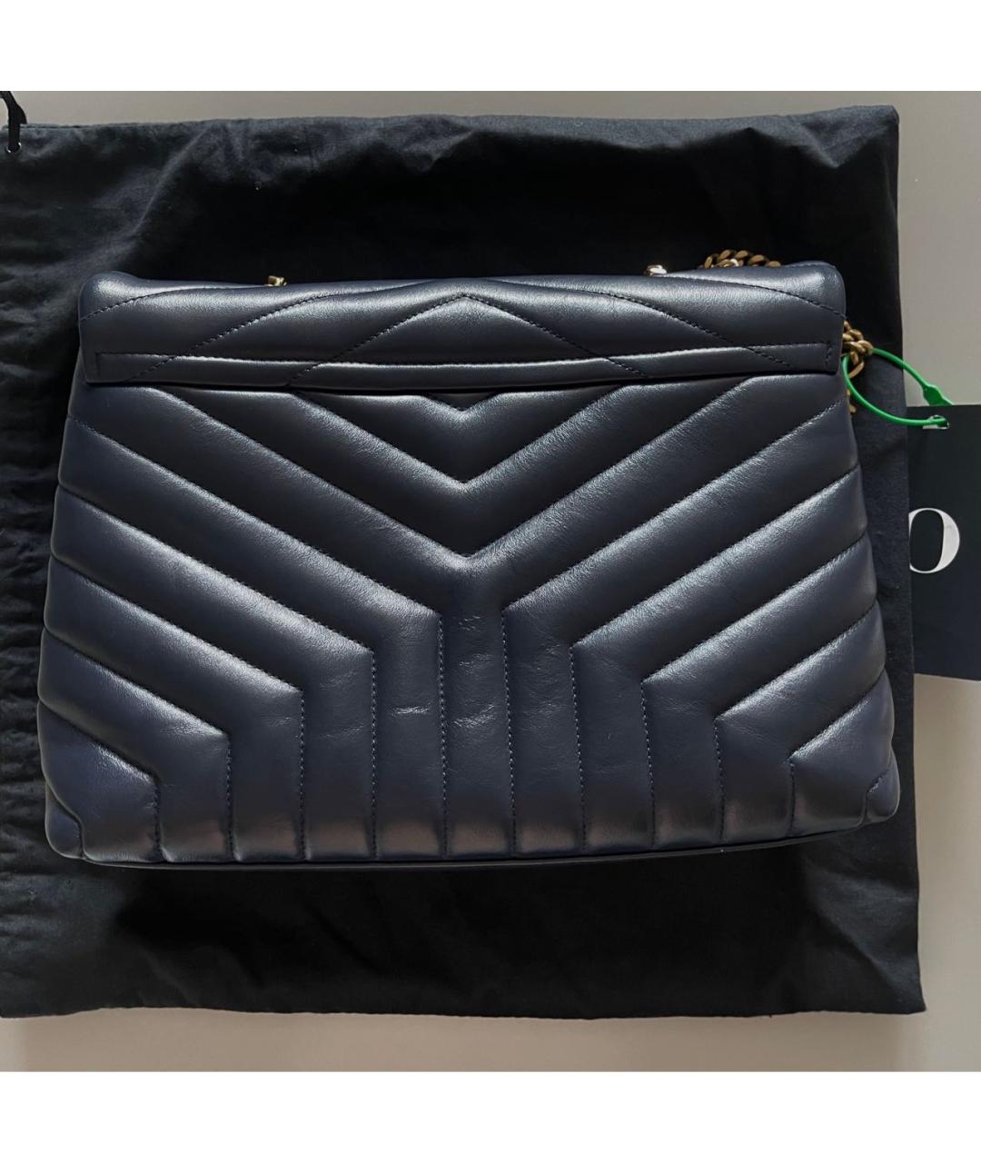 SAINT LAURENT Темно-синяя кожаная сумка через плечо, фото 3