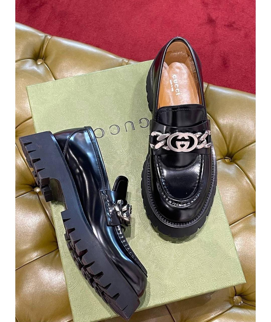 GUCCI Черные кожаные лоферы, фото 4