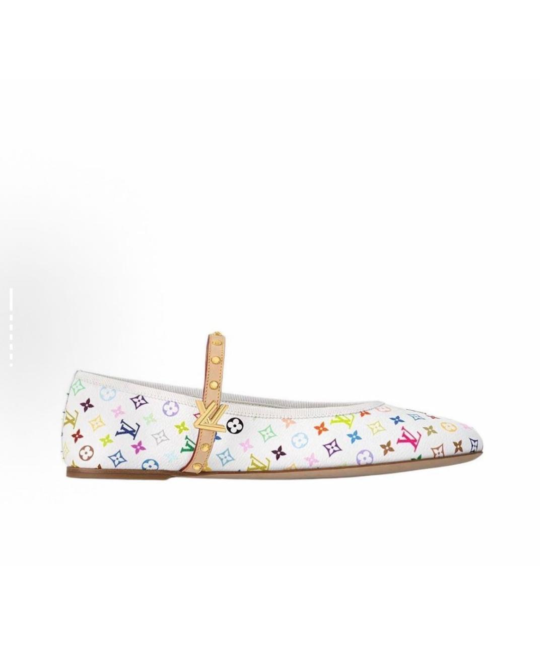 LOUIS VUITTON Белые кожаные балетки, фото 3