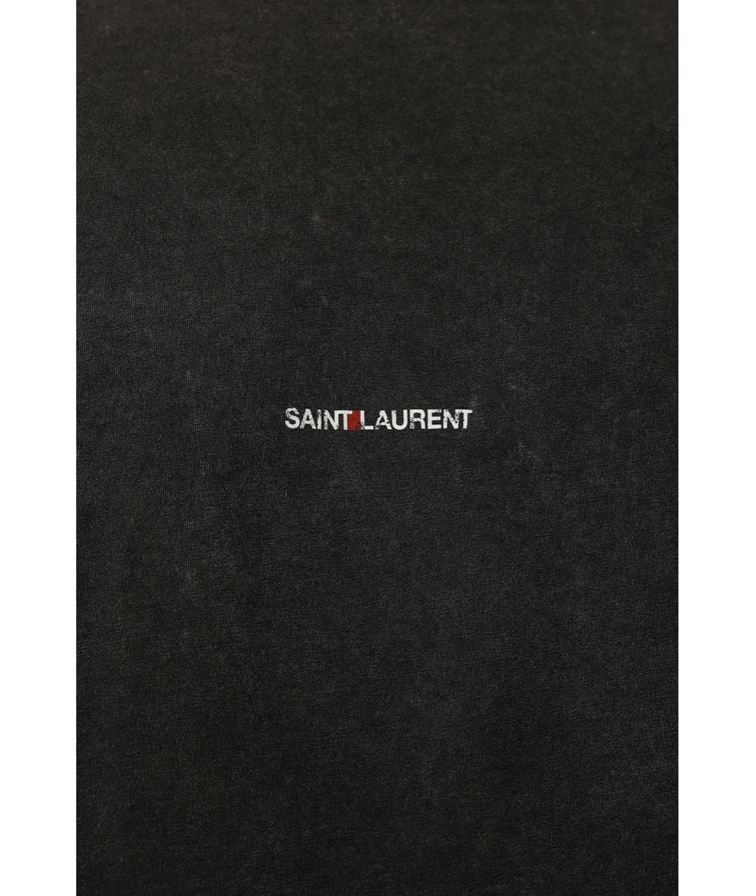SAINT LAURENT Черная хлопковая футболка, фото 2