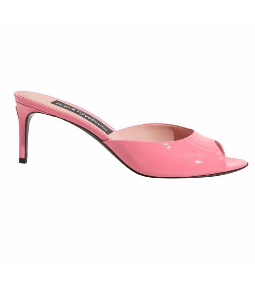 DOLCE&GABBANA Розовые мюли из лакированной кожи, фото 1