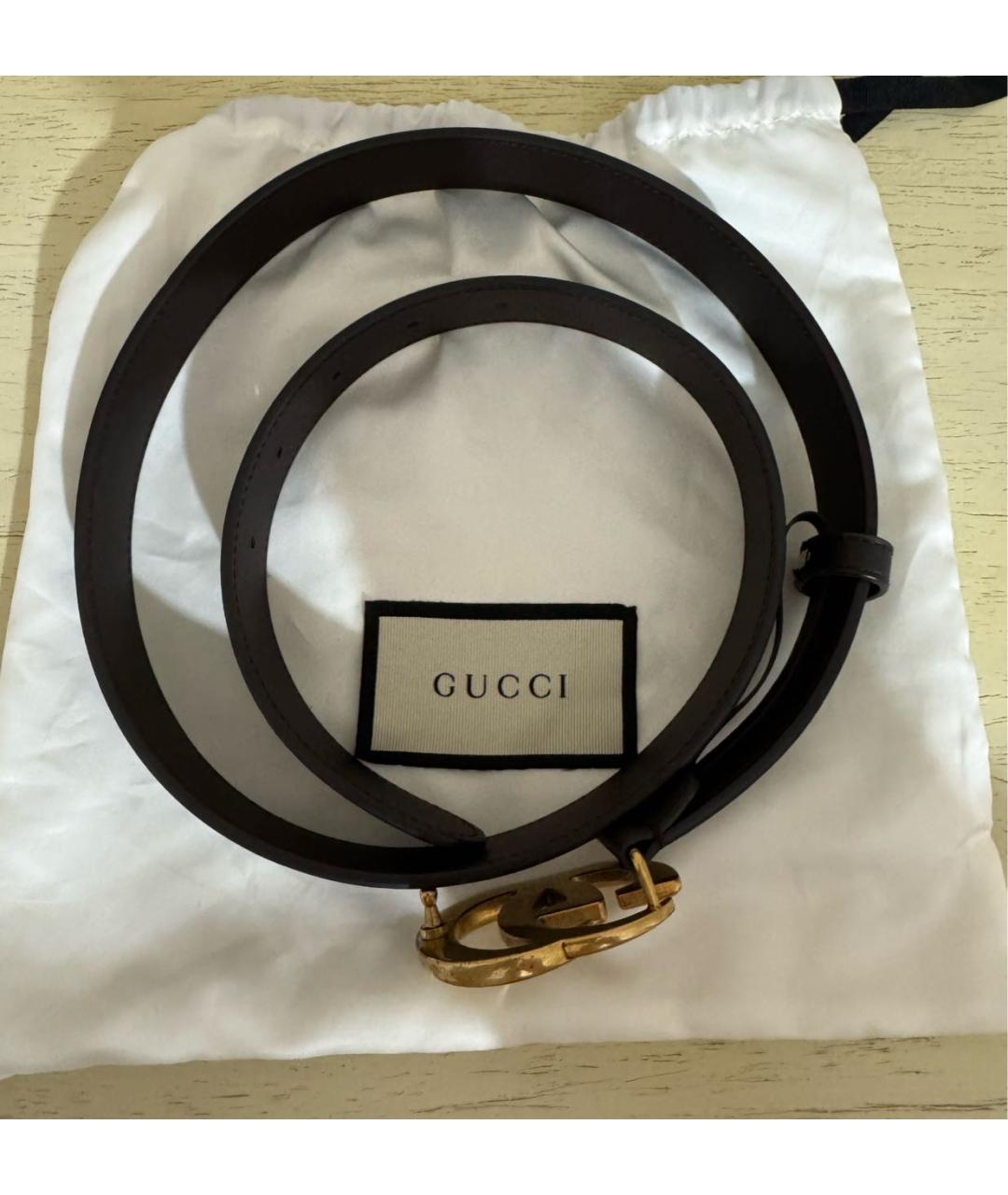 GUCCI Коричневый кожаный ремень, фото 8
