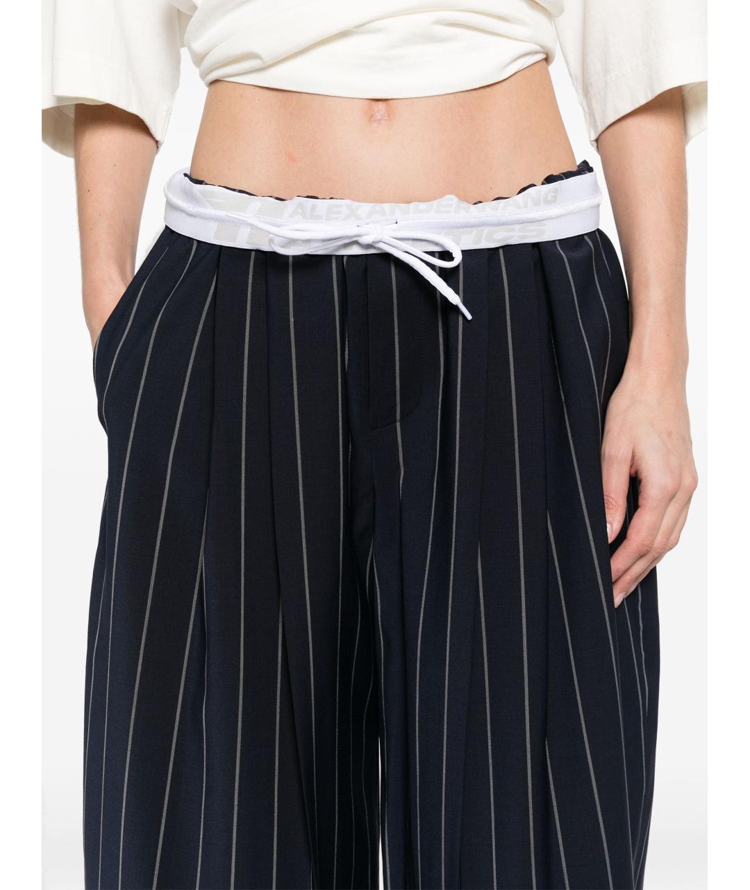 ALEXANDER WANG Синие шерстяные прямые брюки, фото 2