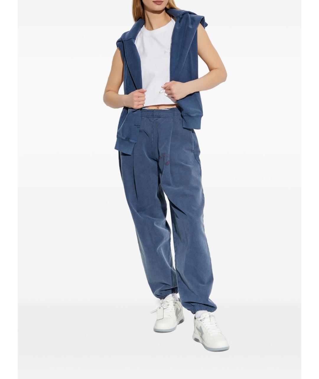 ALEXANDER WANG Синие хлопковые прямые брюки, фото 3