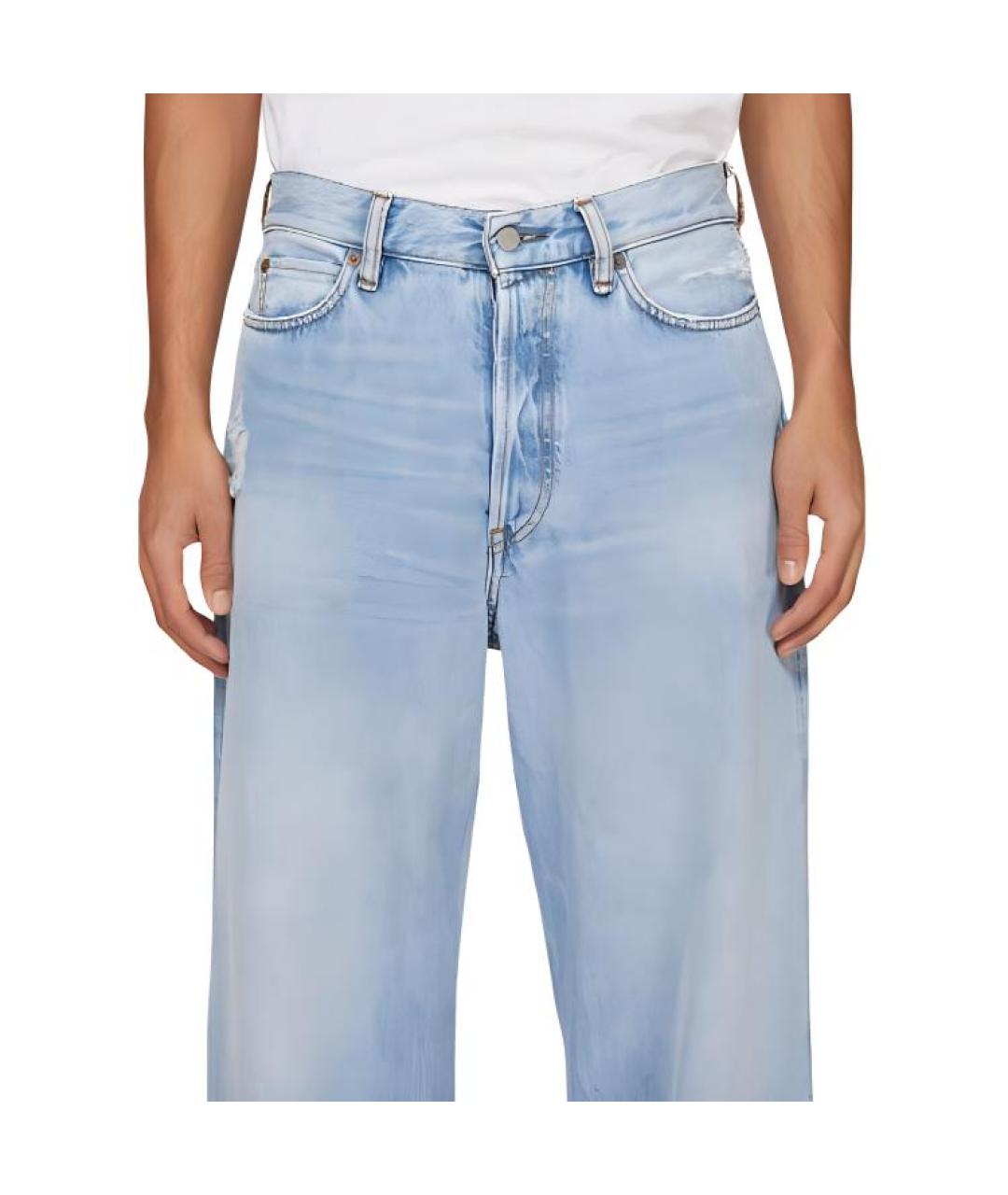 ACNE STUDIOS Голубые хлопковые прямые джинсы, фото 3