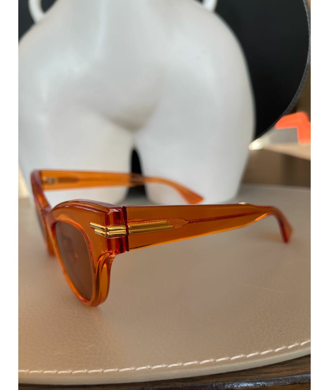 BOTTEGA VENETA Коралловые пластиковые солнцезащитные очки, фото 2