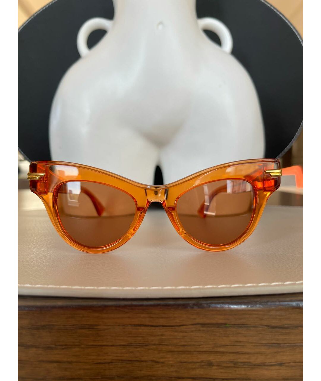 BOTTEGA VENETA Коралловые пластиковые солнцезащитные очки, фото 8