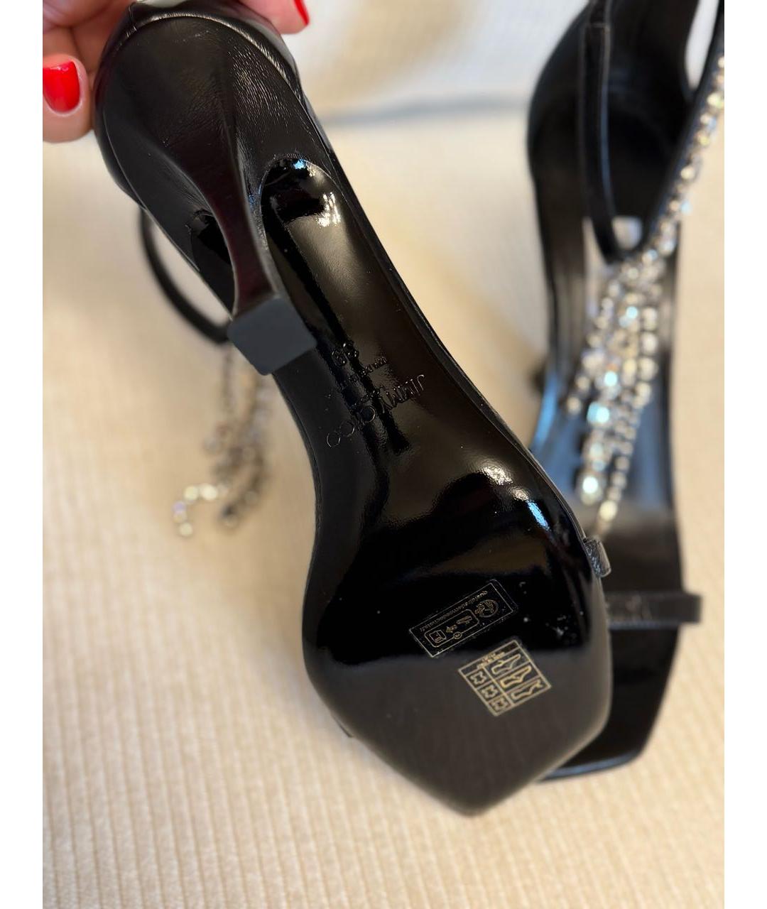 JIMMY CHOO Черные кожаные босоножки, фото 8