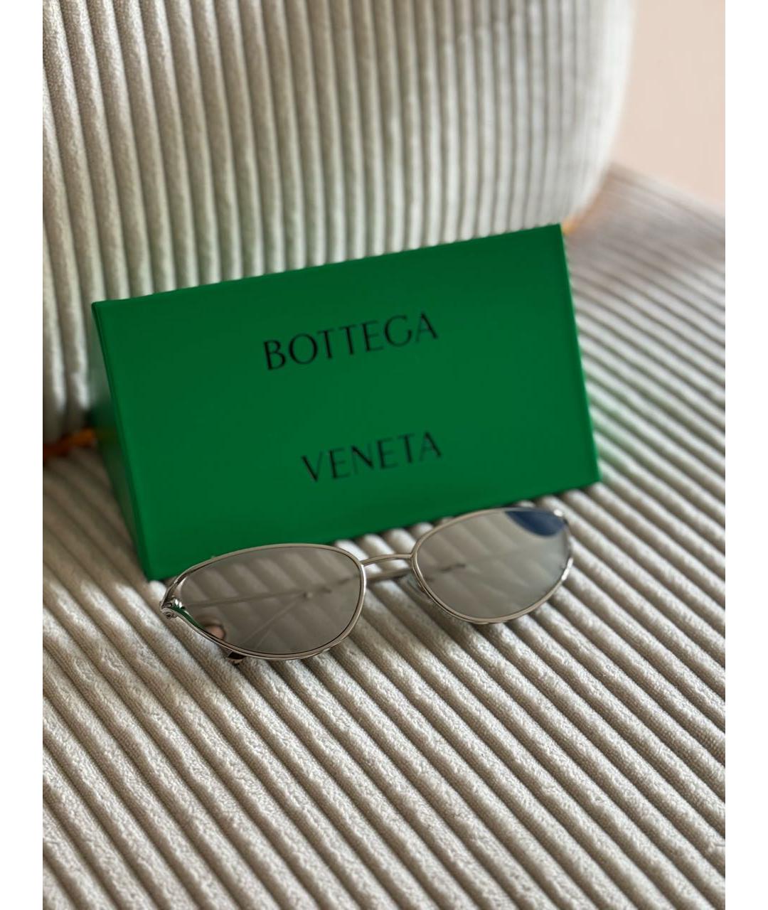 BOTTEGA VENETA Серебряные металлические солнцезащитные очки, фото 6