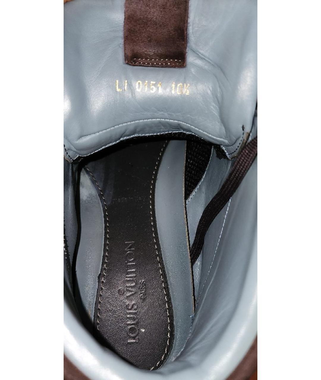 LOUIS VUITTON Коричневые замшевые высокие кроссовки / кеды, фото 5