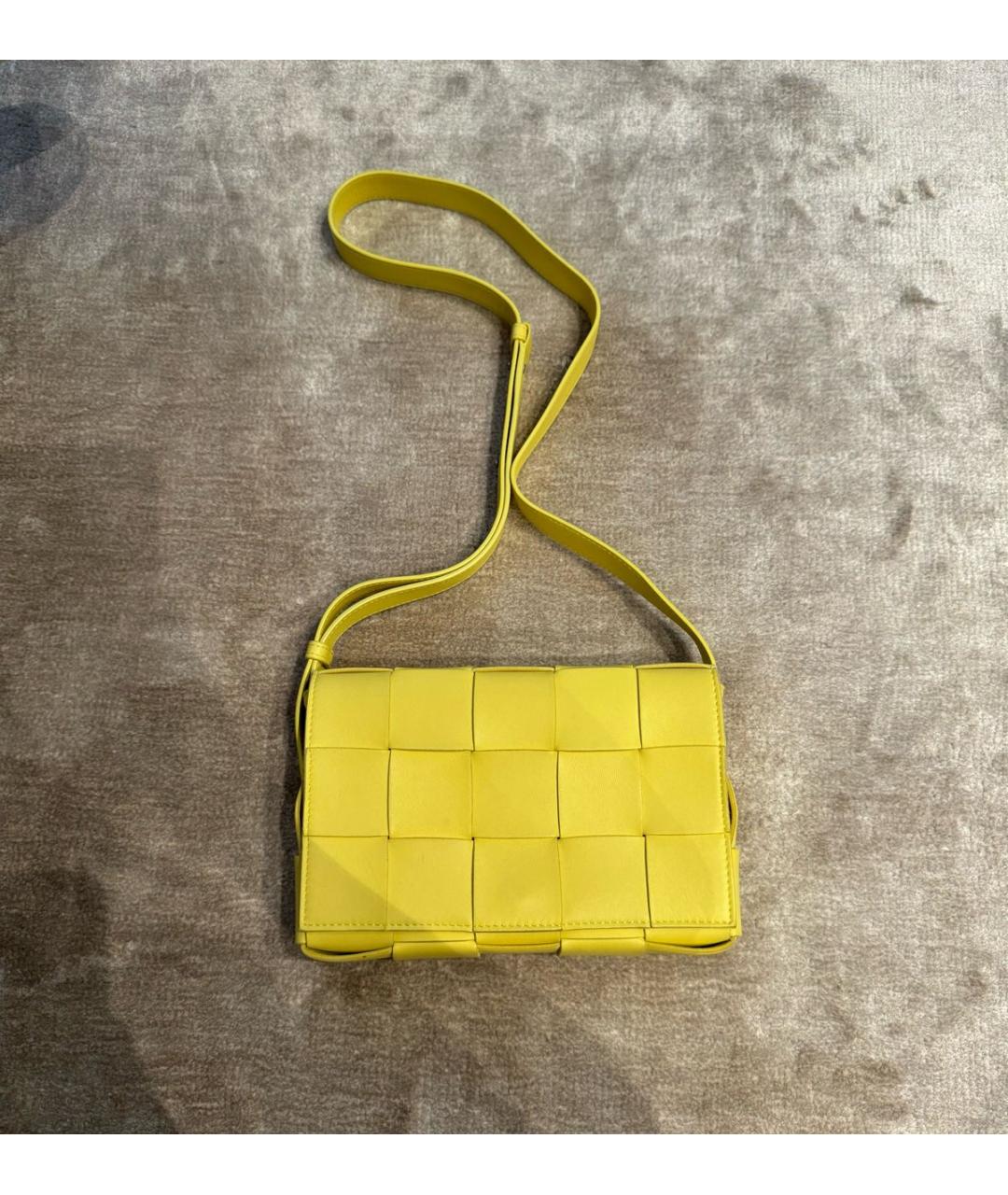 BOTTEGA VENETA Желтая кожаная сумка через плечо, фото 2