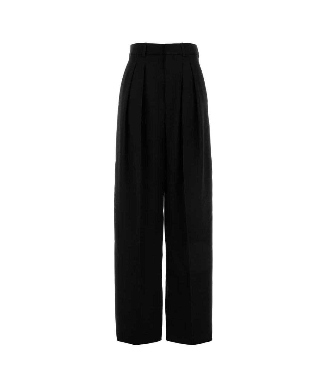 SAINT LAURENT Черные шерстяные прямые брюки, фото 1
