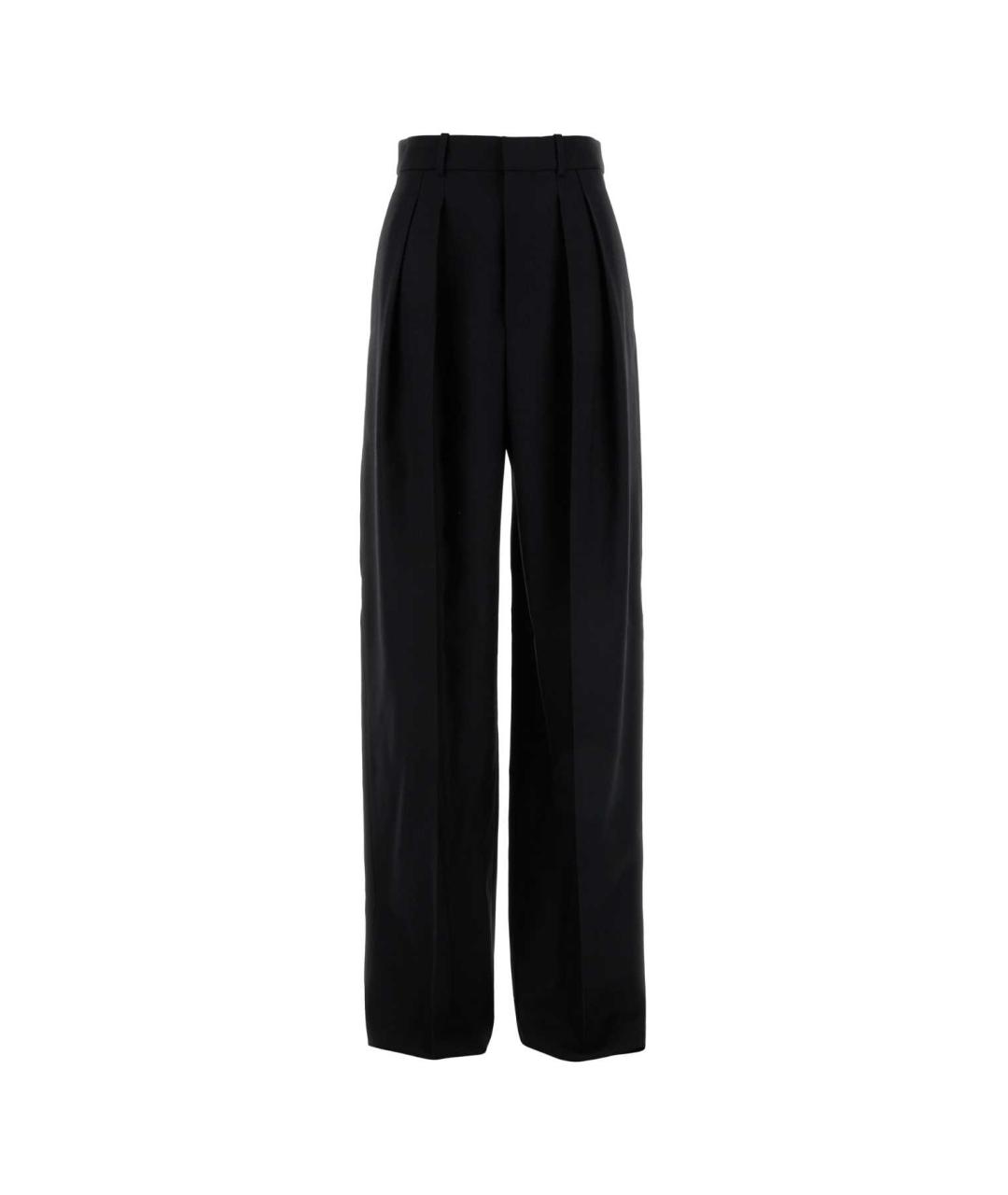 SAINT LAURENT Черные шерстяные прямые брюки, фото 1