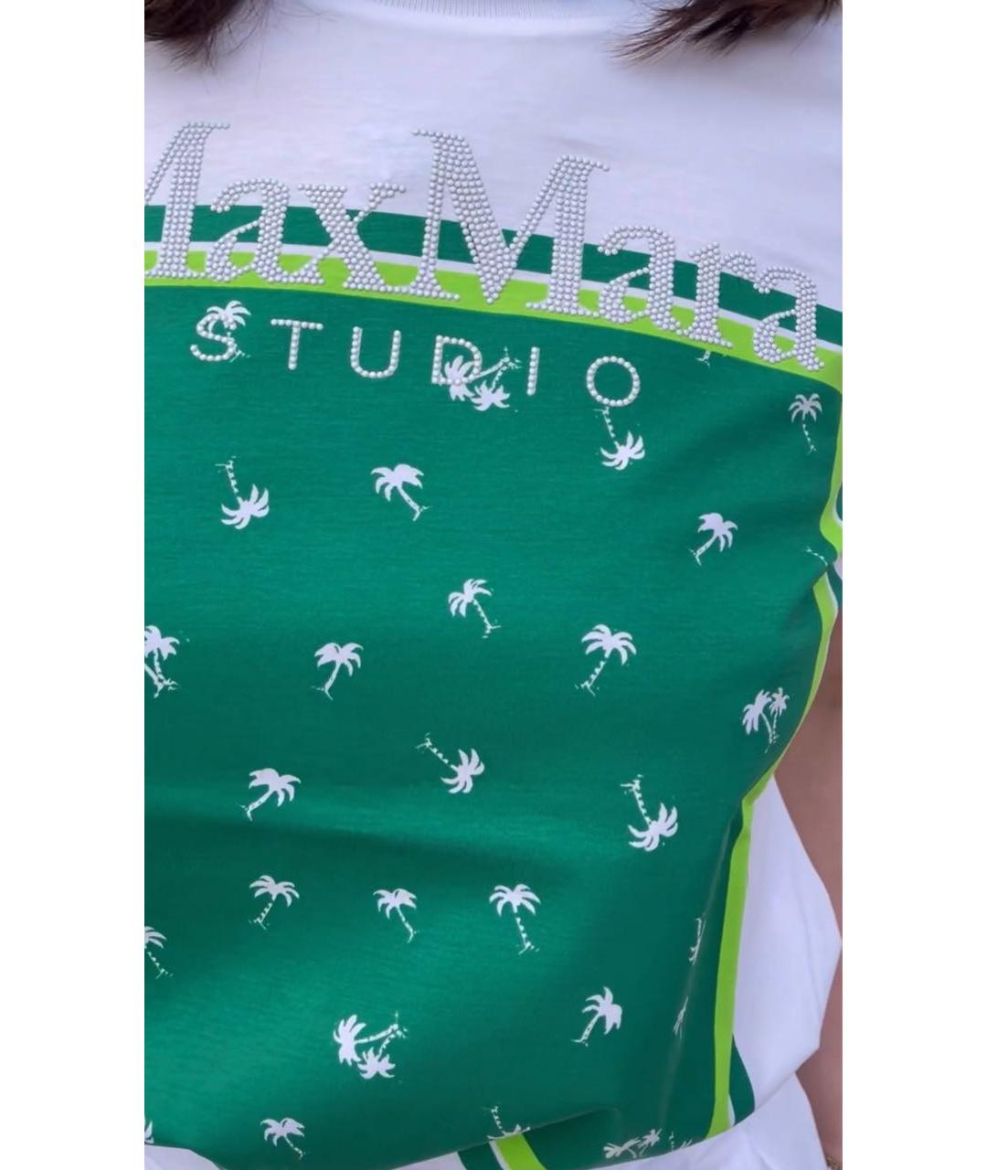 MAX MARA STUDIO Белая хлопковая футболка, фото 7