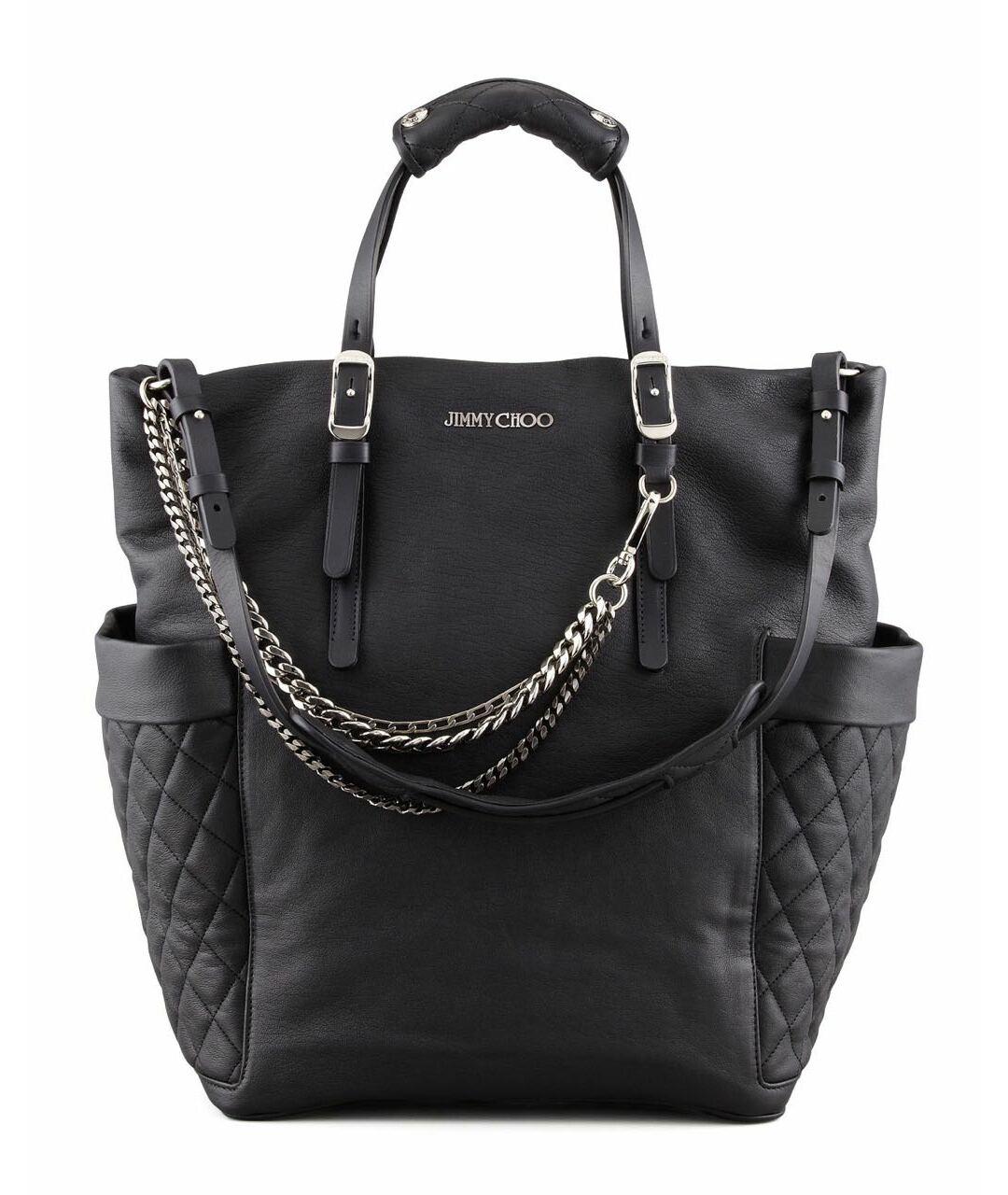 JIMMY CHOO Черная кожаная сумка тоут, фото 1