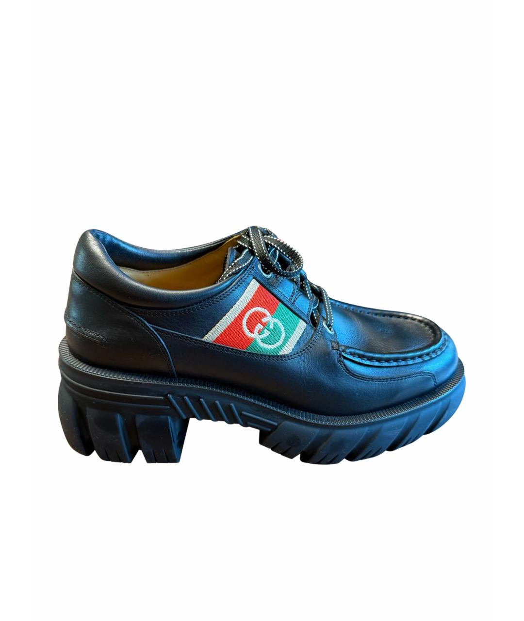 GUCCI Черные кожаные лоферы, фото 1