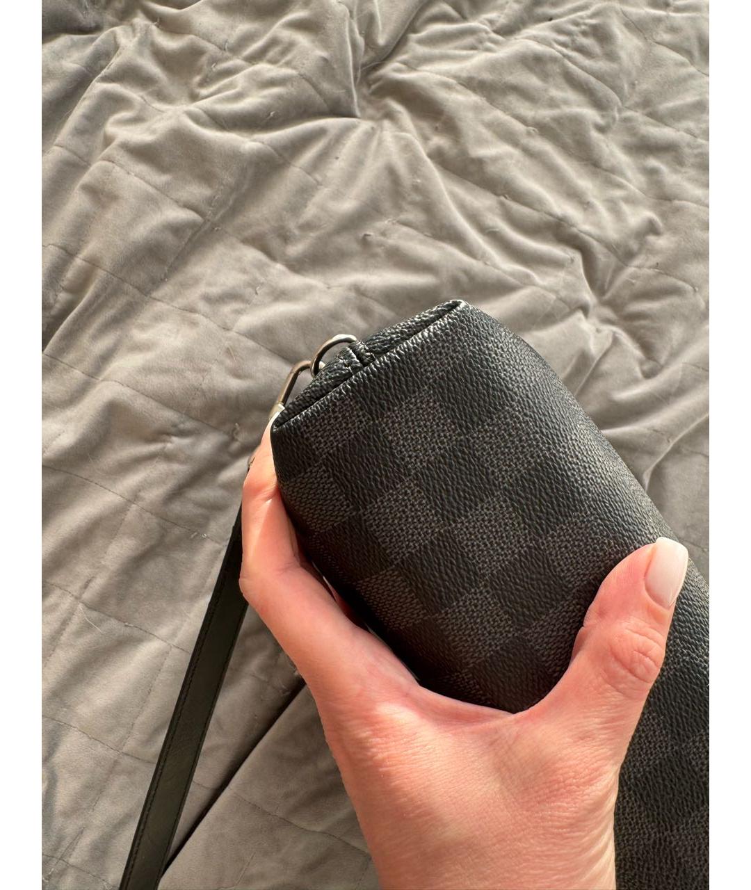 LOUIS VUITTON Антрацитовый кожаный портфель, фото 6