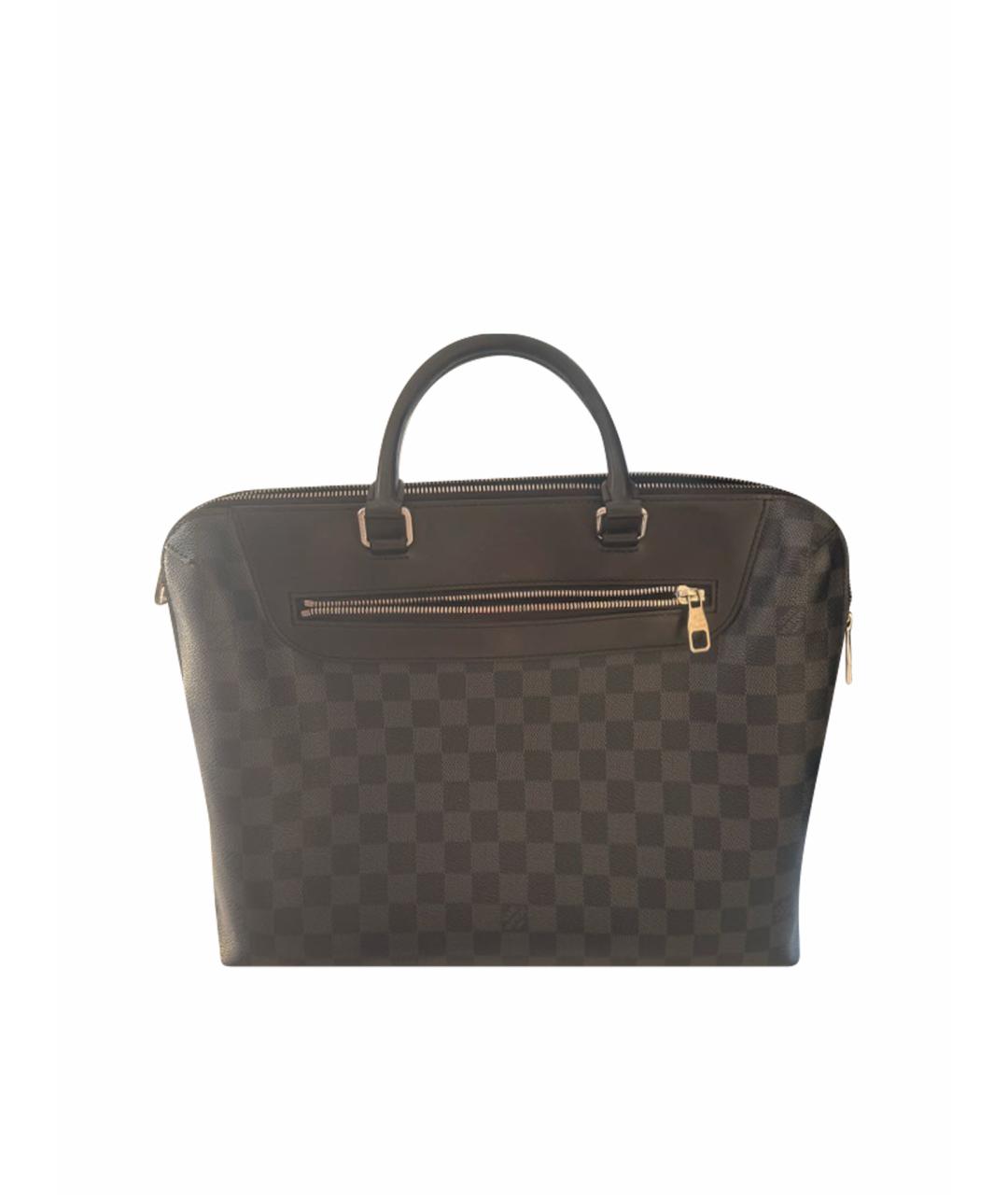 LOUIS VUITTON Антрацитовый кожаный портфель, фото 1