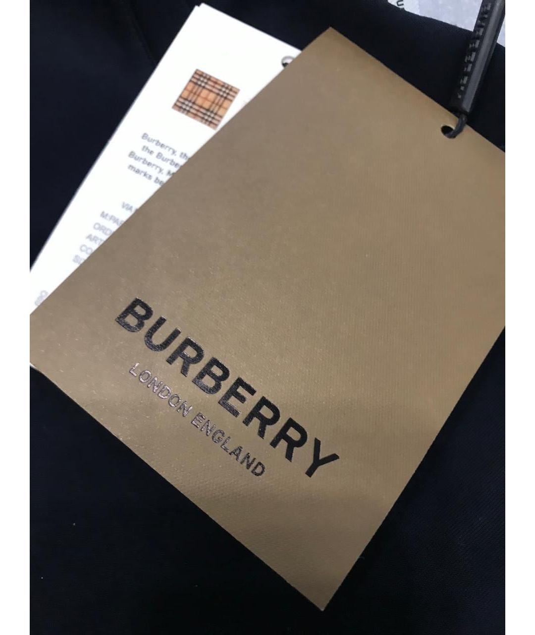 BURBERRY Темно-синяя хлопковая футболка, фото 4
