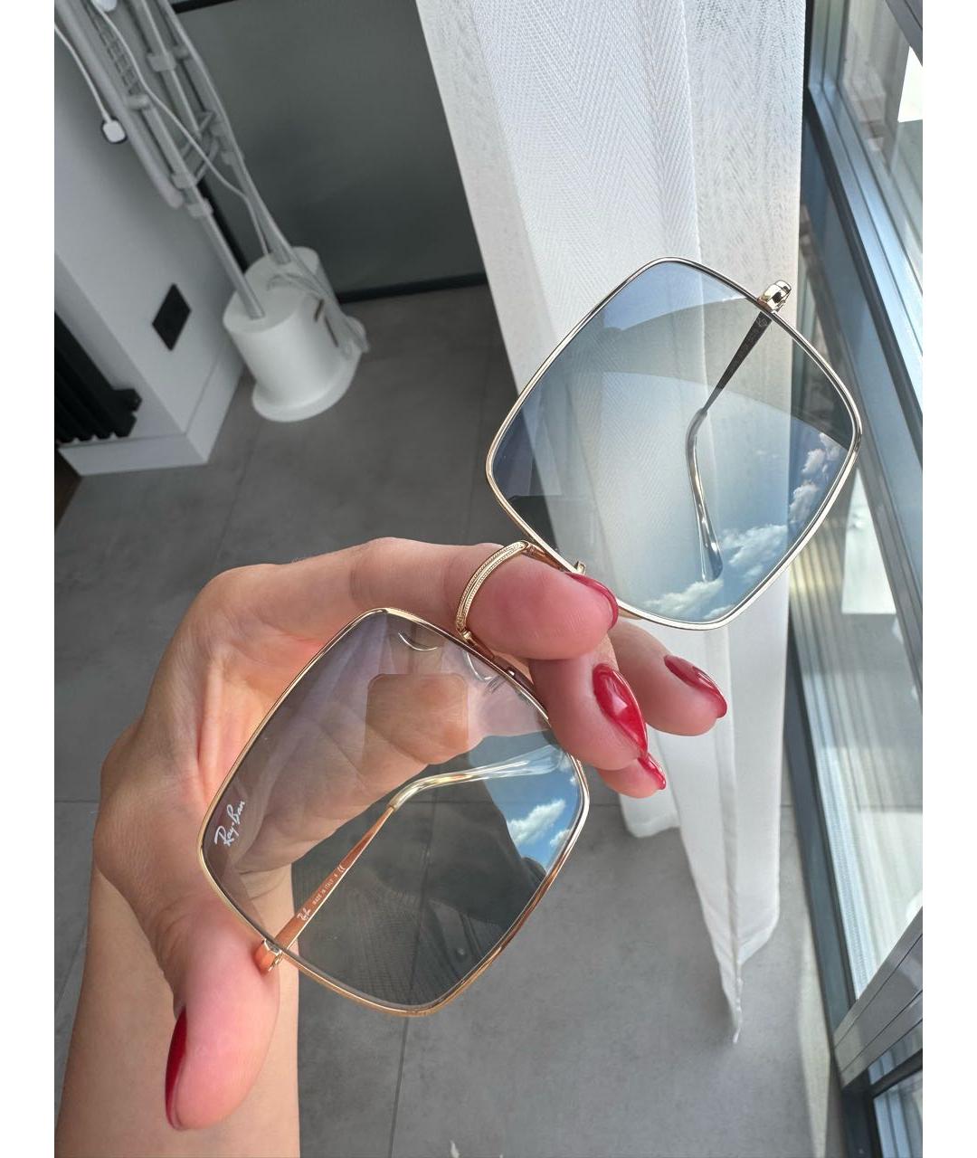 RAY BAN Голубые металлические солнцезащитные очки, фото 8