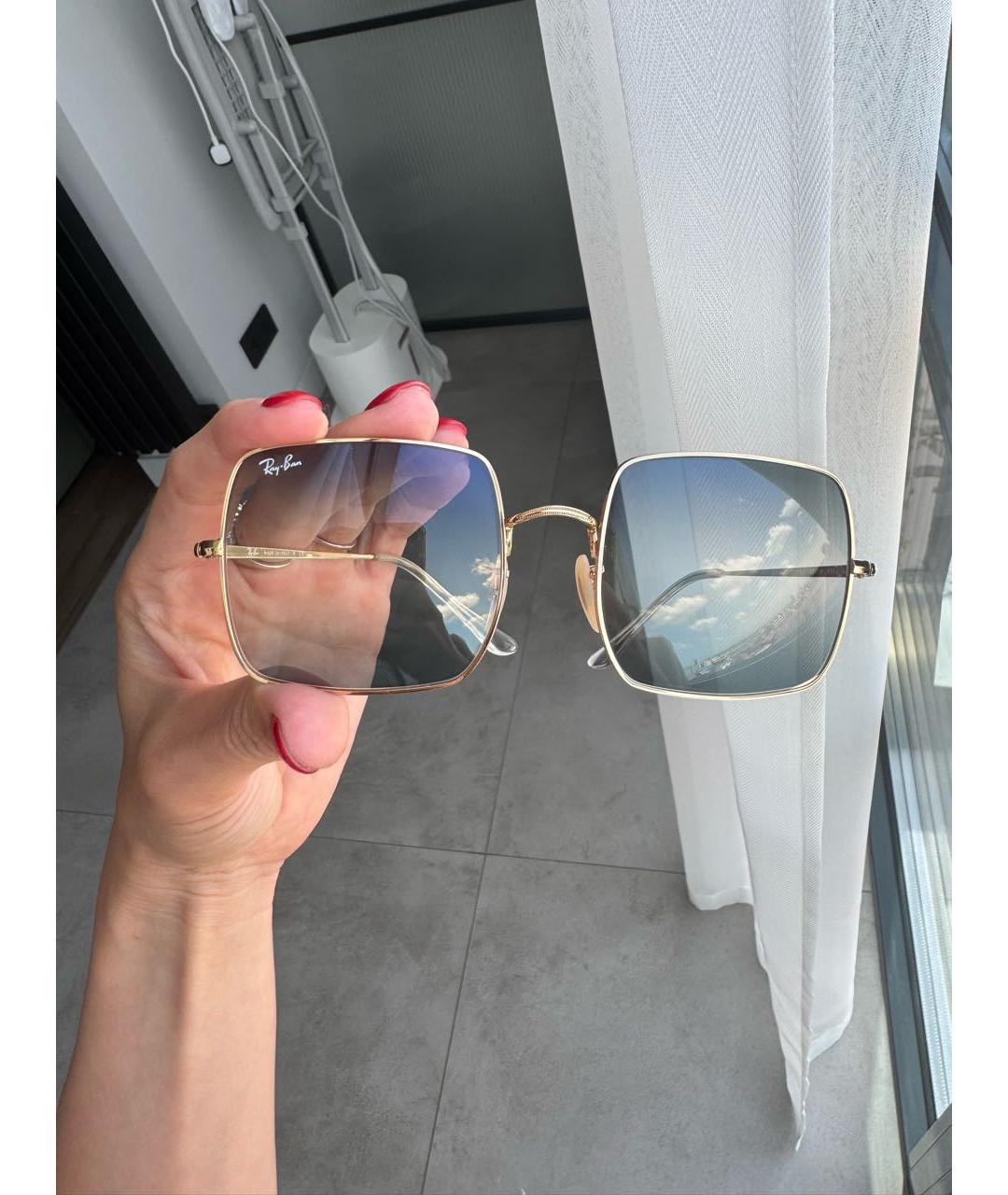 RAY BAN Голубые металлические солнцезащитные очки, фото 7