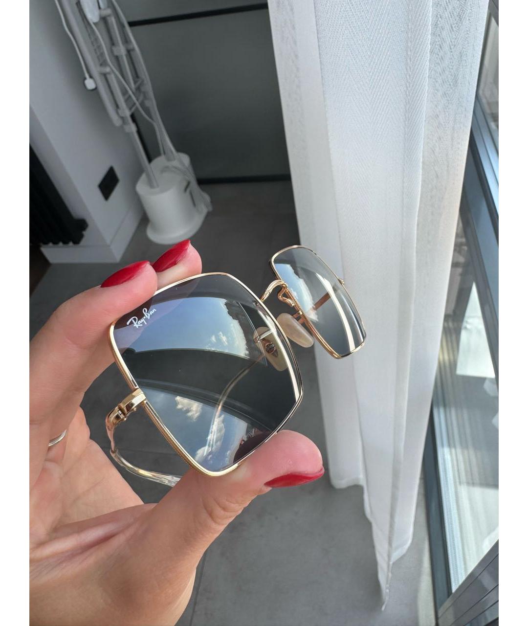 RAY BAN Голубые металлические солнцезащитные очки, фото 6