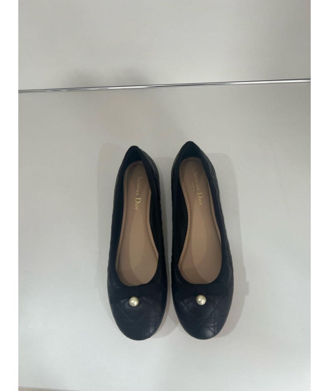 CHRISTIAN DIOR Черные кожаные балетки, фото 2