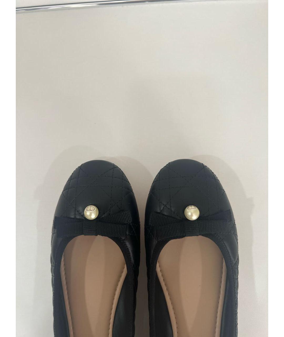 CHRISTIAN DIOR Черные кожаные балетки, фото 5