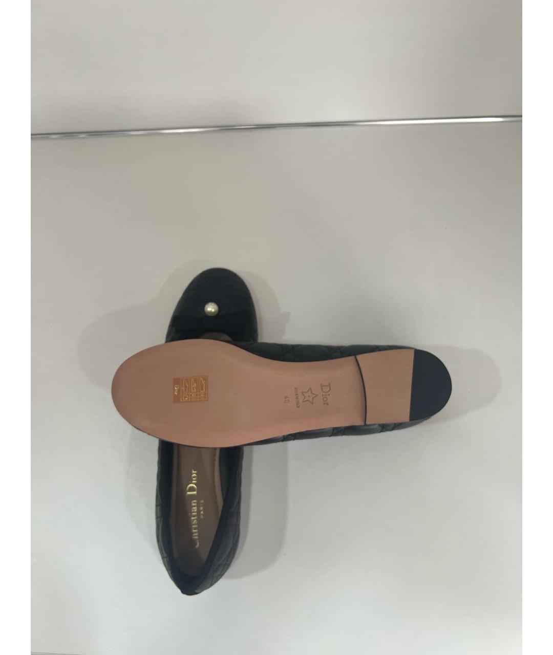 CHRISTIAN DIOR Черные кожаные балетки, фото 6
