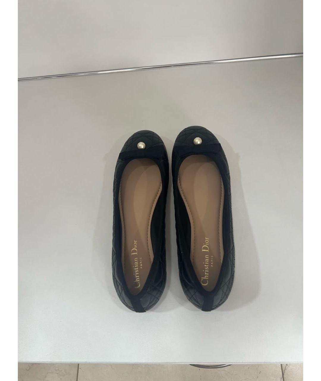 CHRISTIAN DIOR Черные кожаные балетки, фото 3